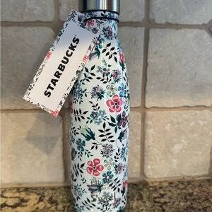 NWT limited edition Starbucks Floral Patterned Bottle with Pink and Blue Accents